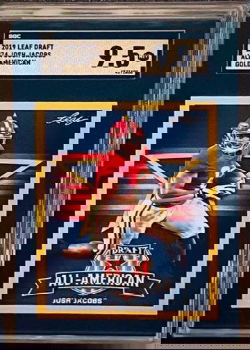 2019 Leaf Draft Josh Jacobs #74 All-American Gold Parallel SGC 9.5