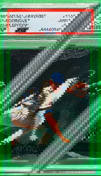 TE2: 1996 Metal Universe #110 Alex Rodriguez Platinum Edition RC PSA Mint 9 Seattle Mariners