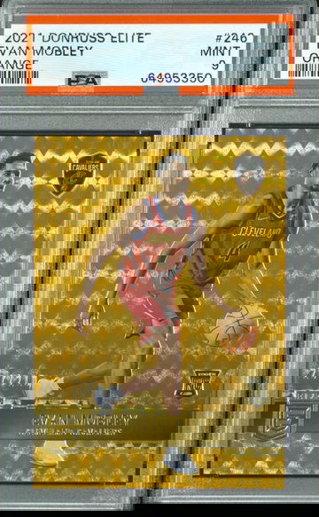 2021-22 Panini Donruss Elite Evan Mobley Orange /210 PSA 9 Mint RC SP Cavaliers