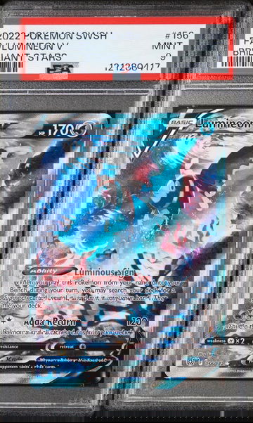 2022 Pokémon Sword & Shield Brilliant Stars Full Art Lumineon #156/172 V PSA 9