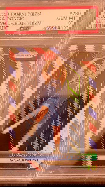 2018 Panini Prizm Red/White/Blue Luka Doncic Psa 10