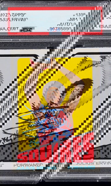 1972 TOPPS #195 JULIUS ERVING PSA 7 AUTO 9