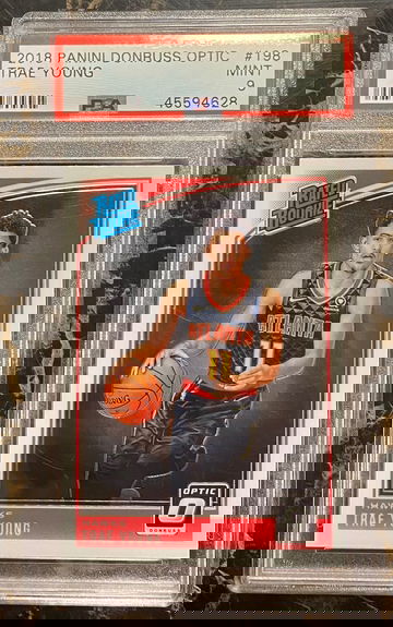 2018 panini Donruss optic Trae young #198 mint 9 psa *Scuffed case*