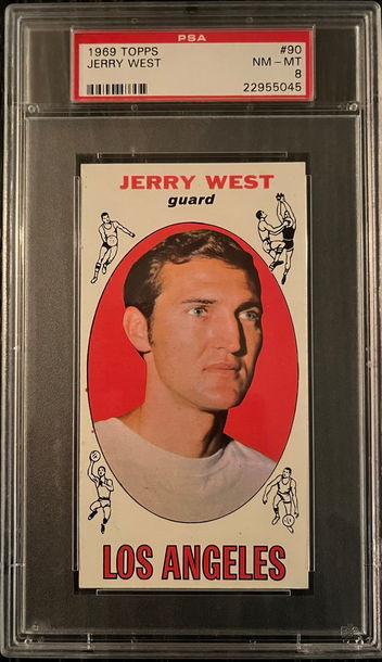 1969 Topps Basketball #90 Jerry West HOF Lakers Logo PSA 8 NM-MT