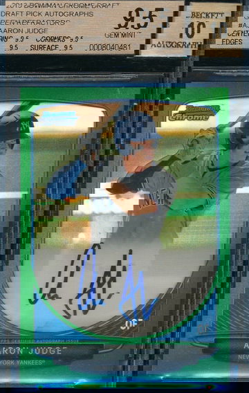 BGS 9.5/10 GEM MINT Aaron Judge Autograph Auto 2013 Bowman Chrome Autographs Green Refractor /99 #AJ