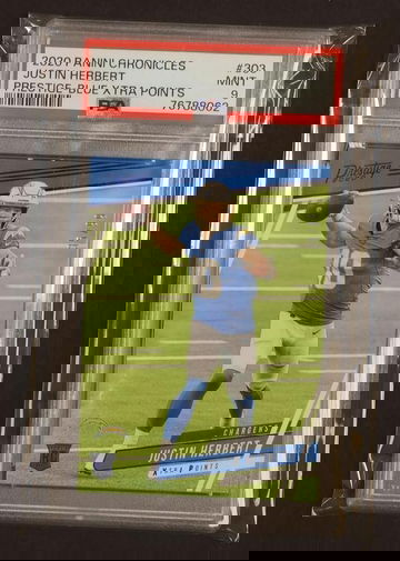 2020 Panini Chronicles Prestige Blue Xtra Points Justin Herbert #303 PSA 9