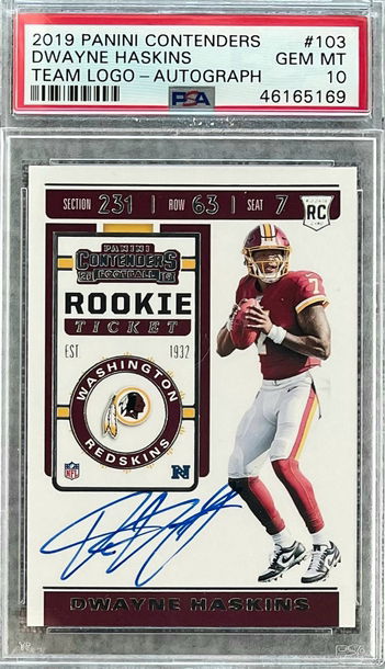 2019 Panini Contenders Dwayne Haskins Auto RC PSA 10