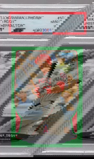 2013 Bowman Chrome #50 Mike Trout Green Refractor PSA 9 MINT