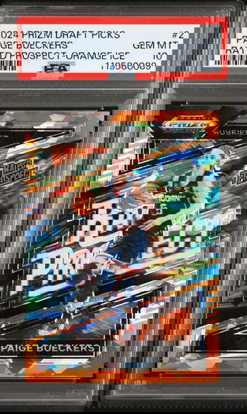 Paige Bueckers 2024 Panini Prizm Draft Picks Rated Prospect Orange Ice #2 PSA 10