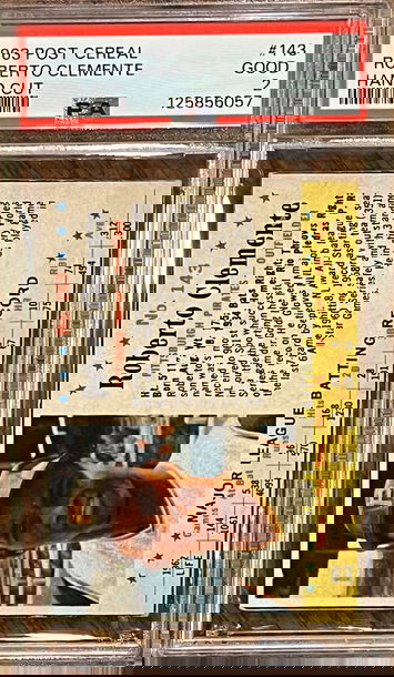 1963 Post Cereal # 143 hand cut Roberto Clemente PSA 2