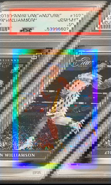 2019 Panini One and One 107 Zion Williamson Blue Prizm /25 PSA 10