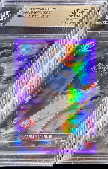 2018 Ronald Acuna Jr RC Purple Refractor #’d /250  Bowman Chrome Atlanta Braves BGS 9.5