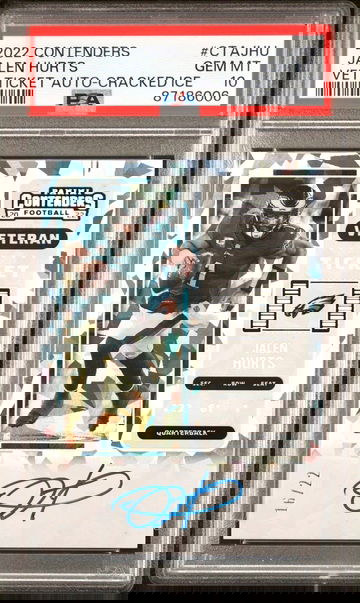 2022 Contenders JALEN HURTS Veteran Ticket Cracked Ice Auto /22 PSA 10