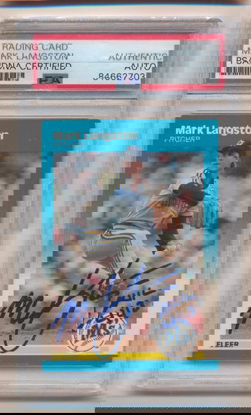 1987 Fleer #589 Mark Langston Mariners Signed Autograph PSA/DNA w/Bible insc crisp sig