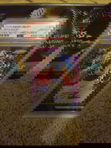 2018 PRIZM JOSH ALLEN PURPLE POWER ROOKIE 31/49 AUTO PSA 10 