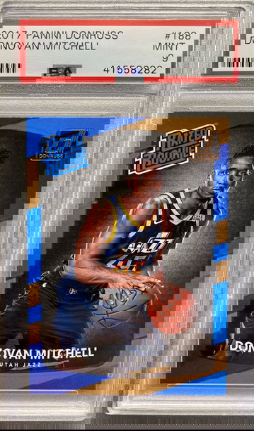 DONOVAN MITCHELL 2017 DONRUSS RATES ROOKIE PSA 9 MINT