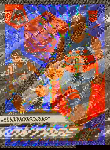 2024-25 Panini Mosaic #30 Alexandre Sarr Montage Blue Prizm RC /199 Wizards