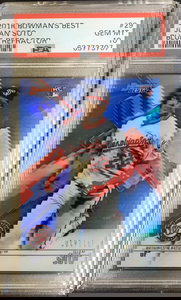 2018 Bowmans Best #29 Juan Soto Blue Refractor #19/150 PSA 10