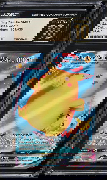 2021 Pokemon Sword & Shield Celebrations Full Art Surfing Pikachu VMAX #9 CGC 10 PRISTINE