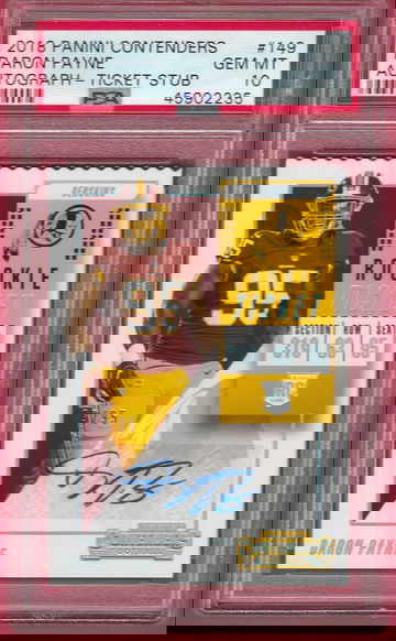 PSA 10 Daron Payne 2018 Panini Contenders #149 Auto RC Rookie Ticket Stub /95 Washington Football Team Redskins