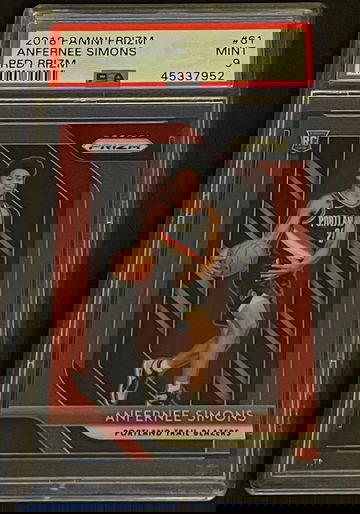 2018 Panini Prizm Red Prizm Anfernee Simons #61 Rookie #’d/299 PSA 9 Mint