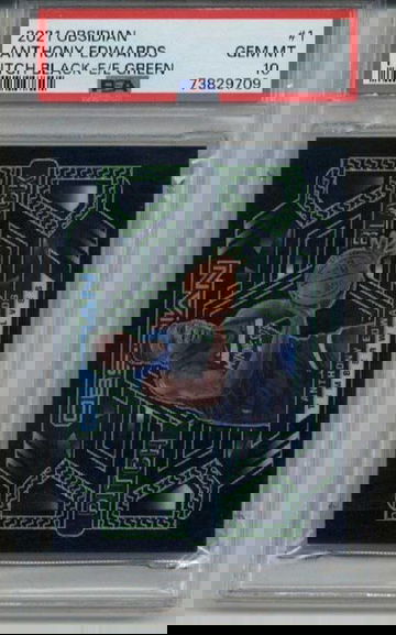 2021 PANINI OBSIDIAN PITCH BLACK E/E GREEN #1 ANTHONY EDWARDS /25 PSA 10 POP