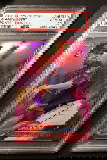 2018 Topps Chrome Update Pink Refractor Shane Bieber #HTM59 PSA 10