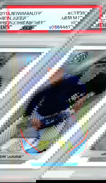 2014 BOWMAN DP TOP PROSPECTS AARON JUDGE #CTP39 CHROME REFRACTOR RC PSA 10