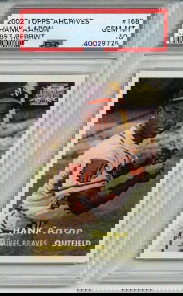 2002 TOPPS ARCHIVES 1957 REPRINT #168 HANK AARON CARD BRAVES PSA 10 LOW POP