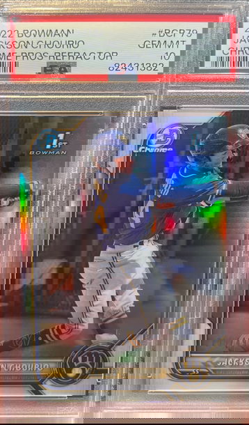 2022 BOWMAN CHROME PROSPECTS REFRACTORS JACKSON CHOURIO RC /499 PSA 10 GEM!