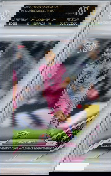 2024 TOPPS NOW MLS LIONEL MESSI #1 INTER MIAMI BGS 10 PRISTINE BLACK LABEL