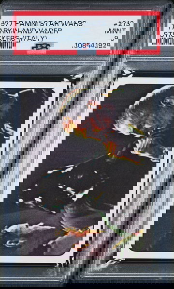 1977 Panini Star Wars Grand Moff Tarkin & Darth Vader Sticker Italy #213 PSA 9