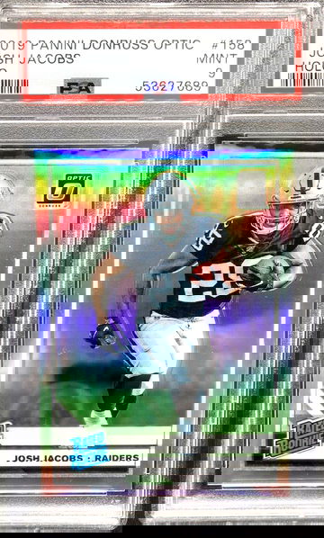 2019 Donruss Optic #158 Josh Jacobs Rated Rookie Silver Holo RC * PSA 9 MINT *