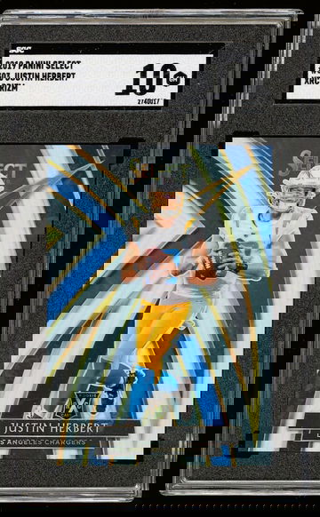 Justin Herbert 2019 Select #303 XRC Prizm Redemption SGC 10