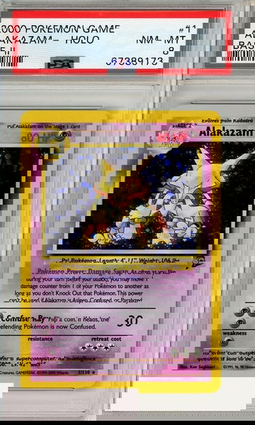 2000 POKEMON GAME BASE II ALAKAZAM-HOLO #1 BASE II PSA 8 NM-MT