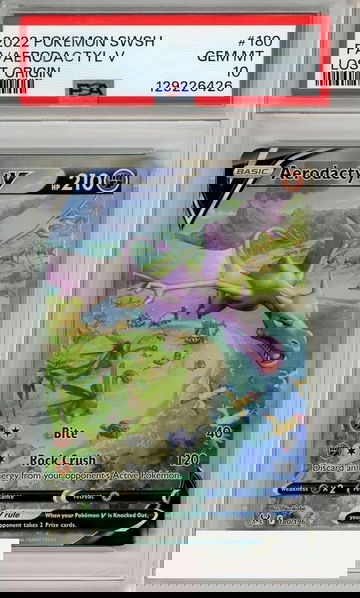 2022 POKEMON SWORD SHIELD LOST ORIGIN FA AERODACTYL V #180 PSA 10