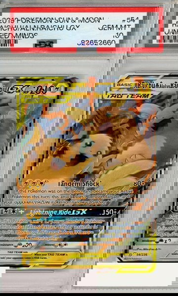 2019 POKEMON SUN MOON UNIFIED MINDS RAICHU ALN RAICHU GX #54 PSA 10