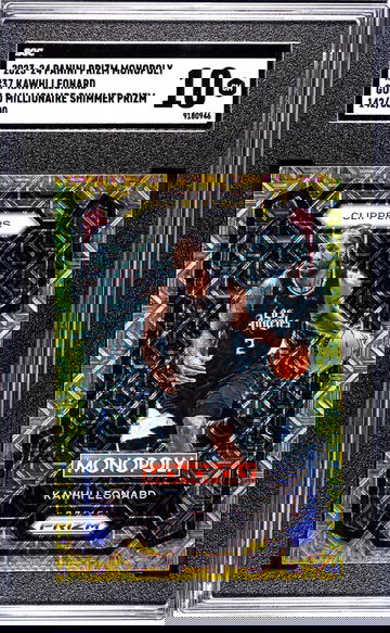 2023-24 Panini Prizm Monopoly #37 Kawhi Leonard Gold Millionaire Shimmer Prizm /500 SGC 10