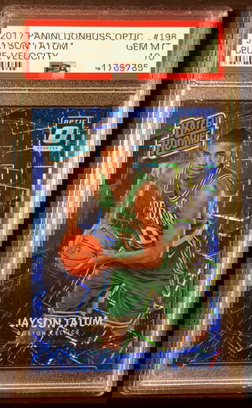 2017 Panini Donruss Optic Blue Velocity LOW POP Jayson Tatum Rookie RC PSA 10 GEM MINT #198