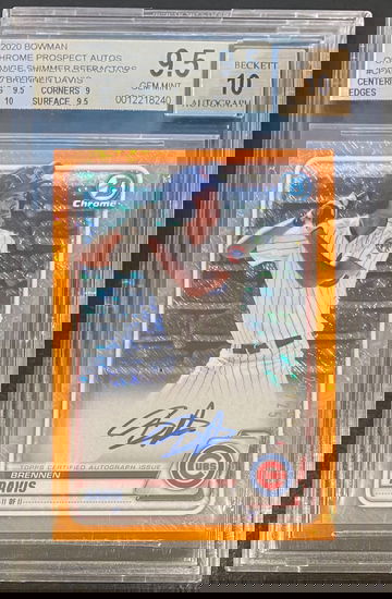 2020 Bowman Chrome Brennen Davis Orange Shimmer Auto /25 Cubs BGS 9.5 Gem Mint