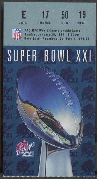 January 25,1987 Super Bowl XXI Ticket Stub Denver Broncos vs. New York Giants