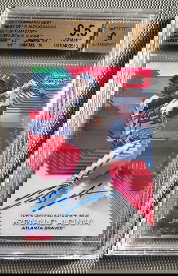 2017 Bowman’s Best Ronald Acuna RED Refractor /10 Auto B17RA Atlanta Braves MVP