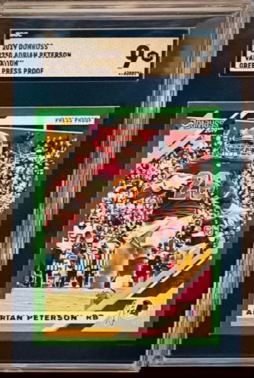2019 Donruss Adrian Peterson #250 Green Press Proof Variation SGC 9