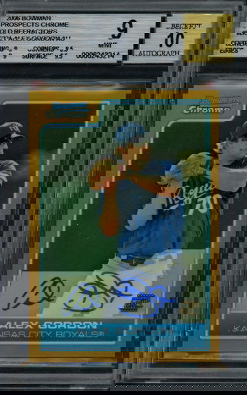 2006 Bowman Chrome Alex Gordon Gold Refractor Auto BGS Mint 9 - 10 Autograph