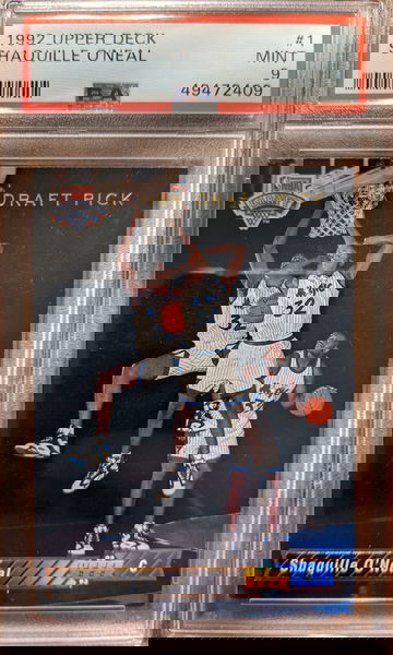 1992 Upper Deck Shaquille Oneal RC Draft Pick #1, PSA 9