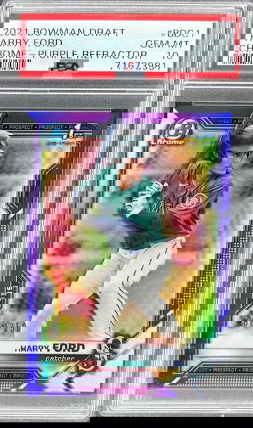 Harry Ford 2021 Bowman Draft Chrome Purple Refractor /250 PSA 10