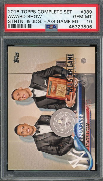 TOPPS COMPLETE SET AWARD SHOW GIANCARLO STANTON AARON JUDGE YANKEES PSA 10!