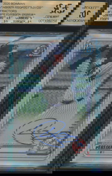 2020 Bowman Chrome Everson Pereira Prospect Auto Refractor /499 BGS 9.5 Yankees