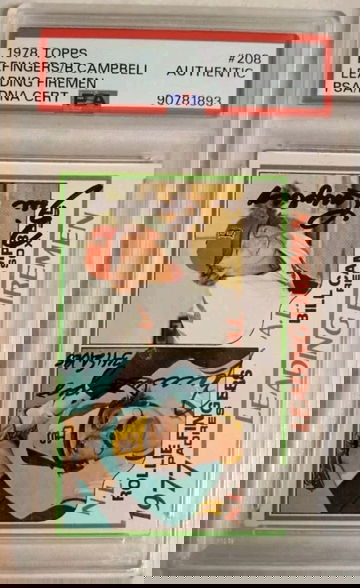 1978 Topps #209 leaders Rollie fingers & Bill Campbell PSA authentic Auto 