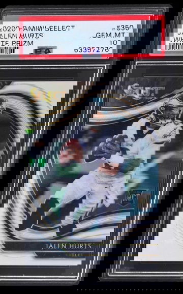 2020 Panini Select Jalen Hurts White Prizm /35 Field Level #350 Rookie RC PSA 10